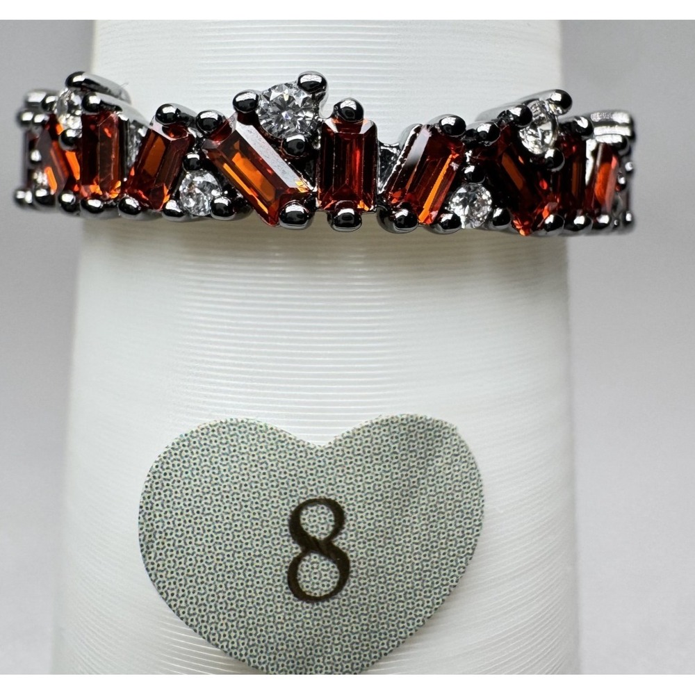 Size 8 Bomb Party January Ring - RG83830 Sculpted In Shine - Hematite Plated